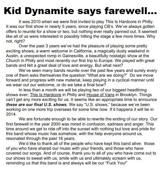 kid dynamite final shows