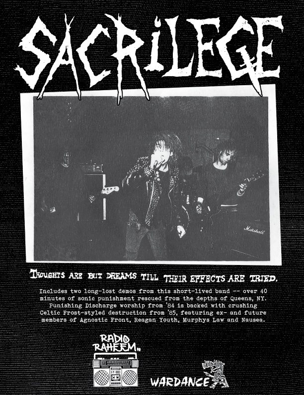 SACRILEGE NY- 1985 Demos LP out soon