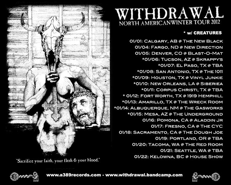 Withdrawal announces early 2012 US tour